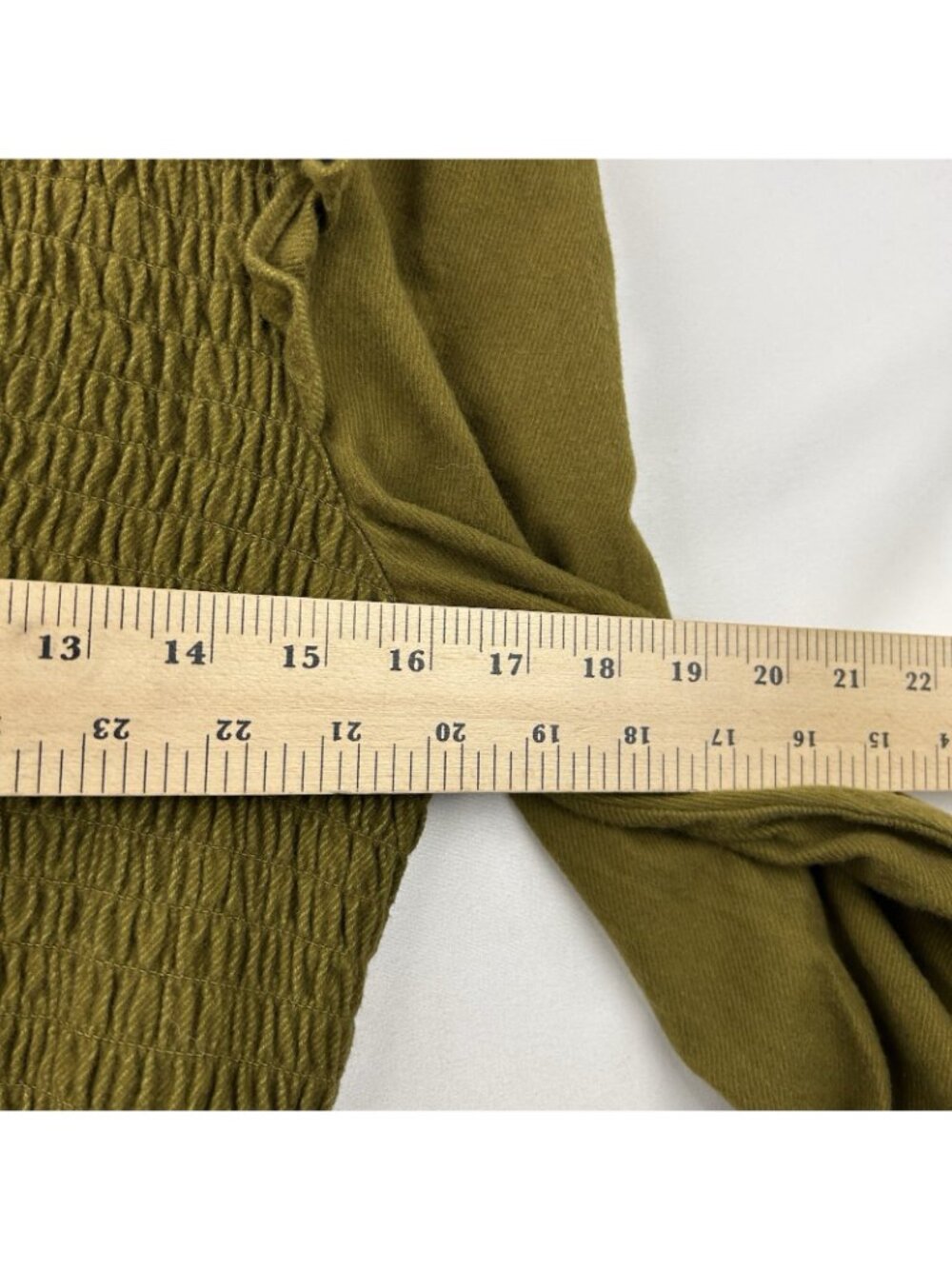 Madewell Flannel Lucie V-Neck Smocked Mini Dress Women’s Size M Green Babydoll - Picture 8 of 16